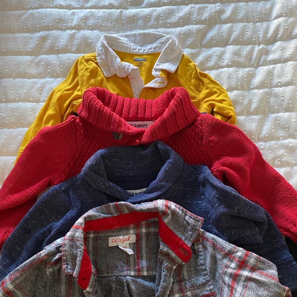 Lot of 4 sweaters/shirts 12-18month